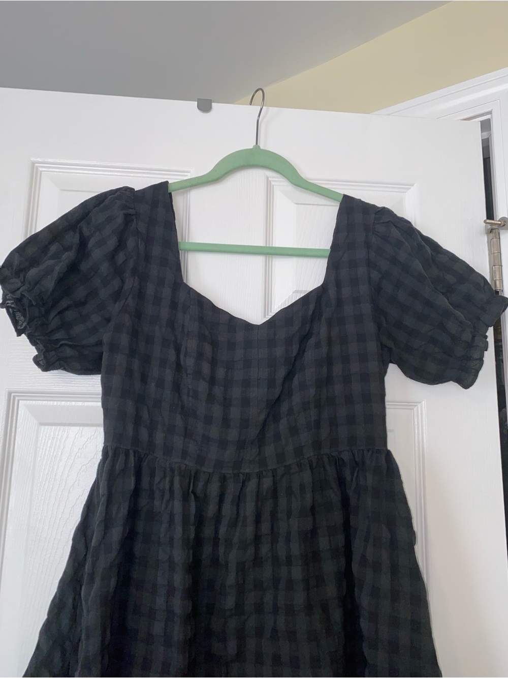 Disturbia Black Puff Sleeve Gingham Mini Dress - Picture 10 of 11